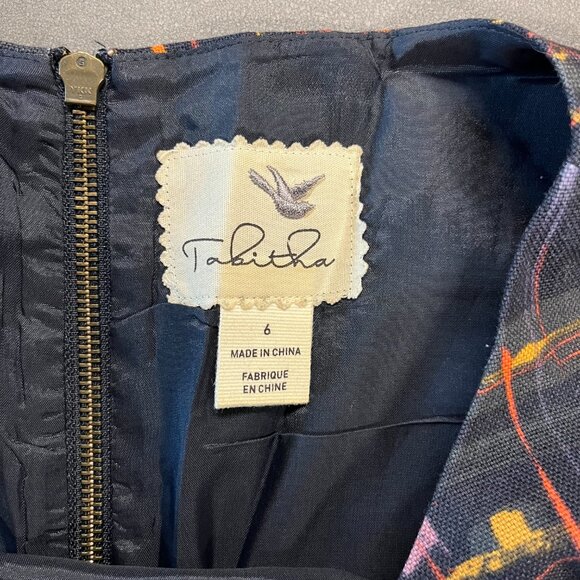 Artsy Anthropologie Tabitha Black with Abstract Print Dress Size 6 - Picture 3 of 6